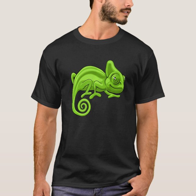 Retro Chameleon Sketch Chameleon T Shirt (Framsida)