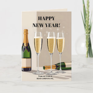Retro Champagne Toast, nyår Hälsning Kort