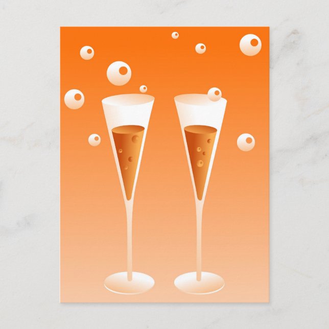 Retro Champagne Vykort (Framsida)