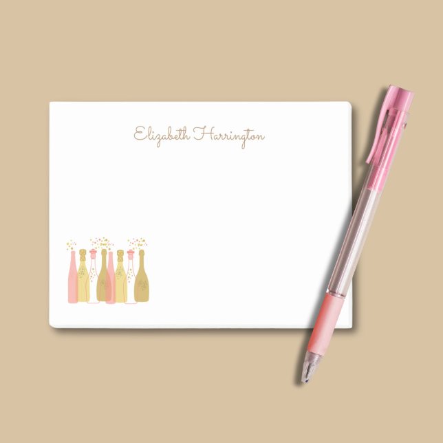 Retro Champagnejflaskor Glam Retro 1960-tals Stil Post-it Block (Say "Cheers!" with every note you write on these champagne notes. Your name goes in chic script.)