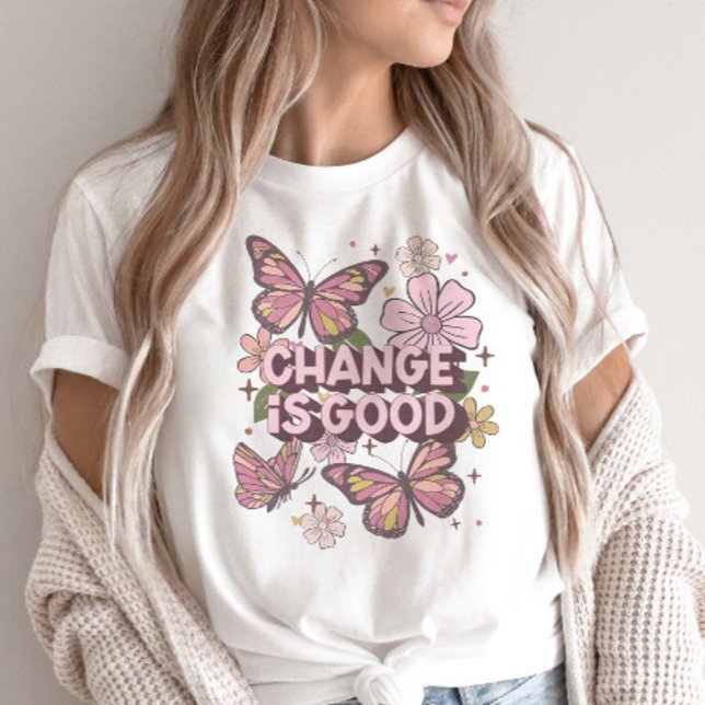 Retro Change är Bra Blommigt  Daisy Butterfly T Shirt (Skapare uppladdad)