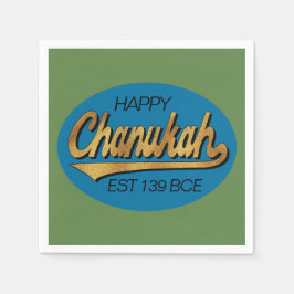 Retro Chanukkah 139 BCE Funny Blue N Grönt Design Pappersservett