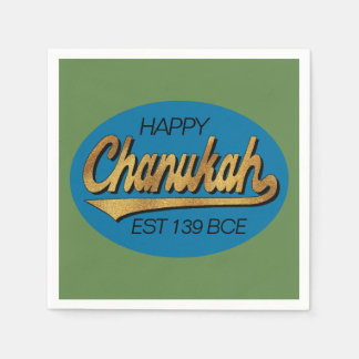 Retro Chanukkah 139 BCE Funny Blue N Grönt Design Pappersservett
