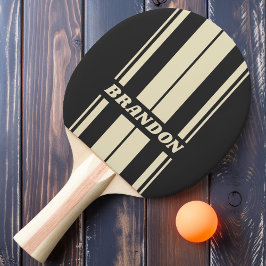 Retro Charcoal Board Ränder med Namn Pingisracket