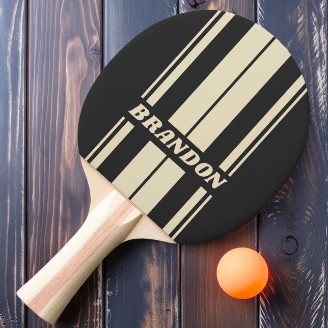 Retro Charcoal Board Ränder med Namn Pingisracket (Skapare uppladdad)