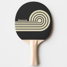 Retro Charcoal Dual Curl Ränder med Namn Pingisracket