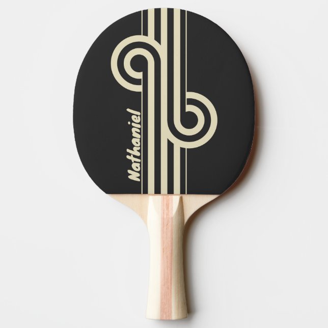 Retro Charcoal Dual Stripe Loop med namn Pingisracket (Baksidan)