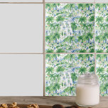 Retro Charleston Mönster, sommartid | Monogram Kakelplatta<br><div class="desc">Designen har en överkant mönster av en Charleston-scen i trendigets vattenfärgsdesign stil, med ditt namn eller ditt val av anpassning. Dessa riker och naturliga knutar blandas sömlöst för att skapa en atmosfär av rustik elegans och pulserande charm. Få lite vintage formaterad, modern accentplattor för nästa renovering av hemmet! Det är...</div>
