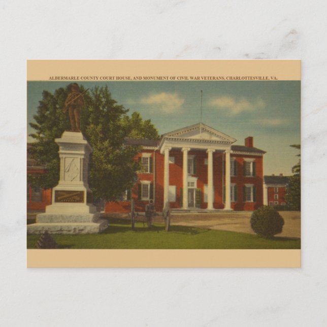 Retro Charlottesville Civil Krig Monument Postcard Vykort (Framsida)