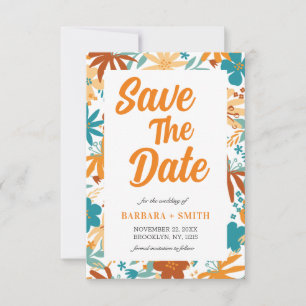 Retro Charm Abstrakt Bright Bold Wildblomma Spara Datumet