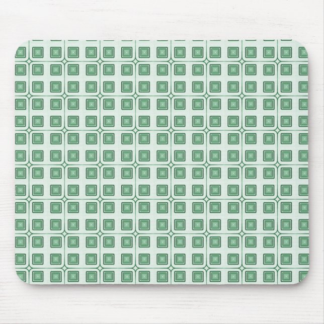 Retro Charm Squares Mousepad, Mörk grönt Musmatta (Framsidan)