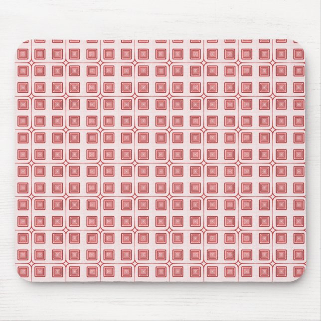 Retro Charm Squares Mousepad, Red Musmatta (Framsidan)