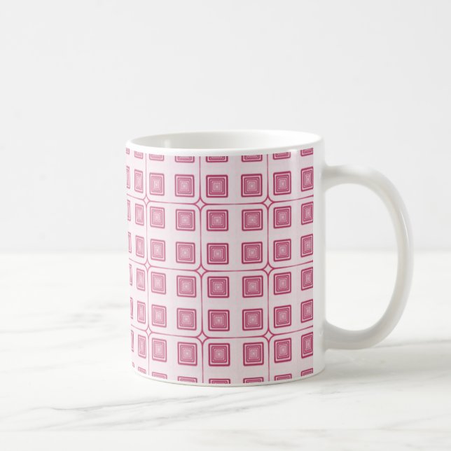 Retro Charm Squares Mugg, Magenta Kaffemugg (Höger)