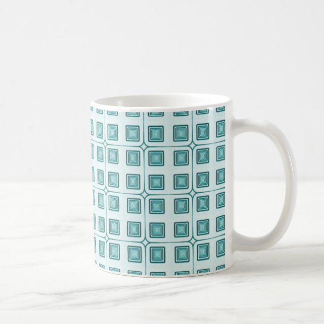 Retro Charm Squares Mugg, Teal Kaffemugg (Höger)