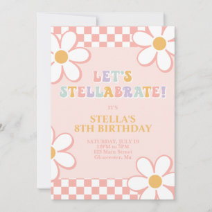 Retro Check Stellabrate Birthday Inbjudan