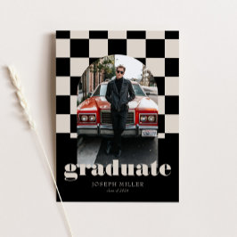 Retro Checkated Arch Timless Photo Studenten Inbjudningar