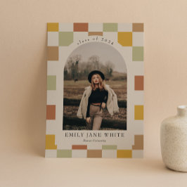 Retro Checkated Arch Timless Photo Studenten Inbjudningar