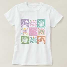 Retro Checkated Pastel Påsk Coquette T Shirt