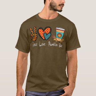 Retro Checkated Peace Kärlek Pumpkin Spice Fall Se T Shirt