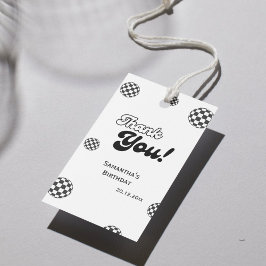 Retro Checkated "Tack" Black & White Groovy Presentetikett