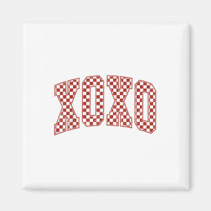Retro Checkated Xoxo Valentine Vibes Valentiness D Magnet