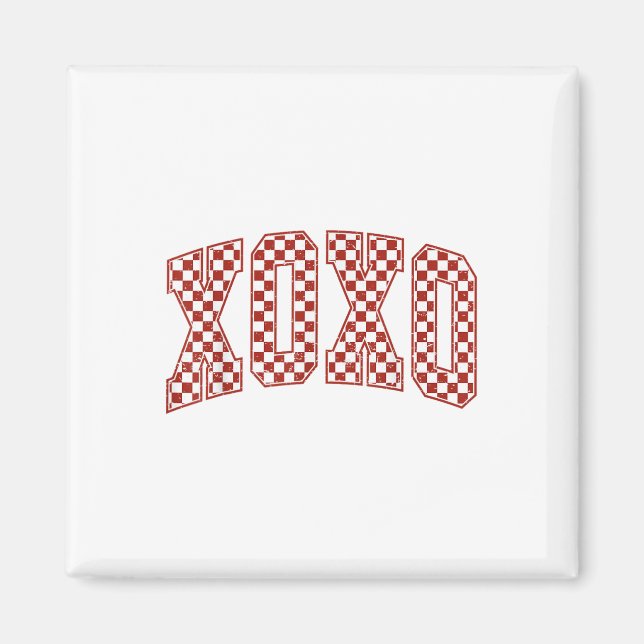 Retro Checkated Xoxo Valentine Vibes Valentiness D Magnet (Framsidan)