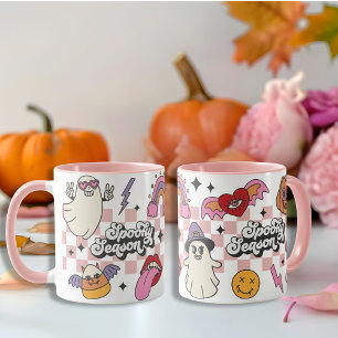 Retro Checked Spooky-säsongen girly Happy hallowee Mugg