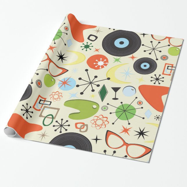 Retro Checker 50:s femtiofemte-Födelsedagsfest Presentpapper (Utrullad)