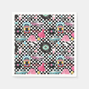 Retro Checker 50-tals tema födelsedagsfest Pappersservett
