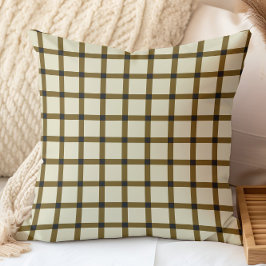 Retro Checker Grid Brown och Cream Kudde