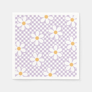 Retro Checker Lilac-Daisy födelsedag Pappersservett