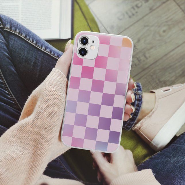 Retro Checker Rutig Gradient Lila Mönster (Skapare uppladdad)