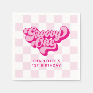 Retro Checker Shock rosa Groovy One Pappersservett