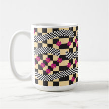 Retro Checkerboard-design med blommor