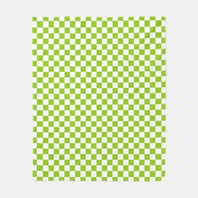 Retro Checkerboard Mönster i Lime Green Fleecefilt (Framsidan)