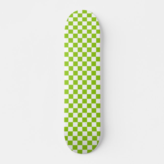 Retro Checkerboard Mönster i Lime Green Mini Skateboard Bräda 18,5 Cm (Framsida)