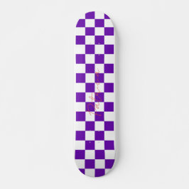 Retro Checkerboard Mönster Lila Mini Skateboard Bräda 18,5 Cm