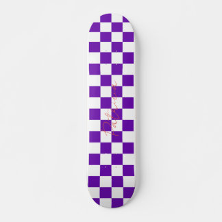 Retro Checkerboard Mönster Lila Mini Skateboard Bräda 18,5 Cm