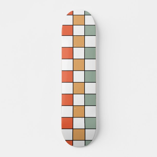 Retro Checkerboard Pattern Mini Skateboard Bräda 18,5 Cm (Framsida)