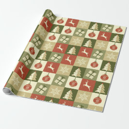 Retro Checkered Christmas Red and Green  Presentpapper