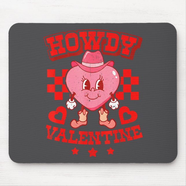 Retro Checkered Howdy Western Valentines Day Cowbo Musmatta (Framsidan)