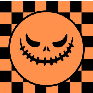Retro Checkered Jack-O’-Lantern Halloween Rund Silverfärgad Nyckelring