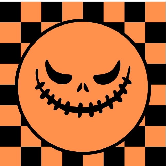 Retro Checkered Jack-O’-Lantern Halloween Rund Silverfärgad Nyckelring (Skapare uppladdad)