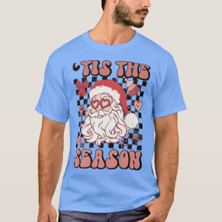 Retro Checkered Tis The Season Santa Claus Christm T Shirt