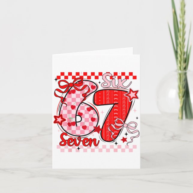 Retro Checkered Valentine Six Seven Meme 67 Viral  Kort (Framsida)