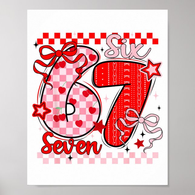 Retro Checkered Valentine Six Seven Meme 67 Viral  Poster (Framsidan)