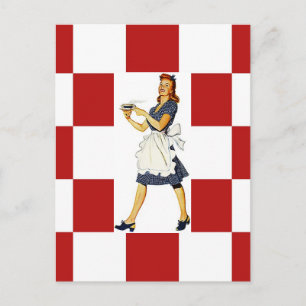 Retro-checkers med vykort Middagen Fack