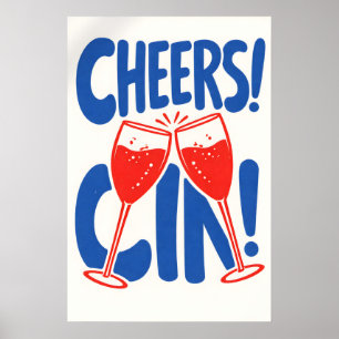 Retro Cheers Cin-affisch, Cocktailtypografi Poster
