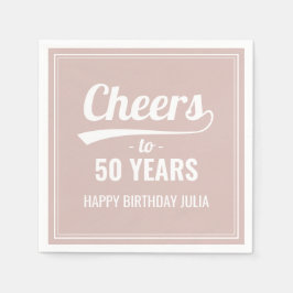 Retro Cheers till 50 år 50:e födelsedagens Rosa Pappersservett