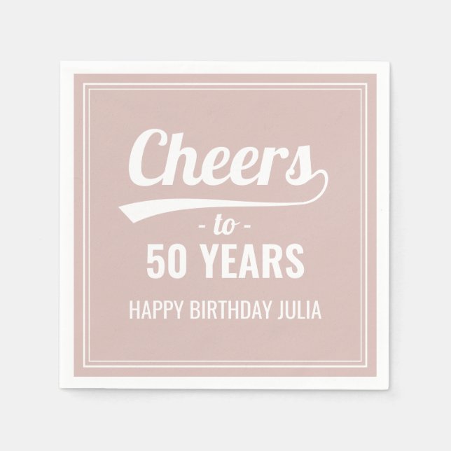 Retro Cheers till 50 år 50:e födelsedagens Rosa Pappersservett (Framsidan)